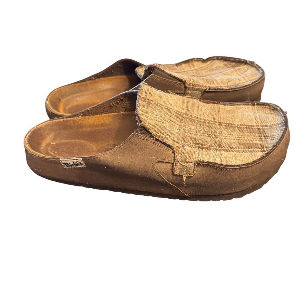 Birkenstock Brown Plaid Slip-On Clogs
